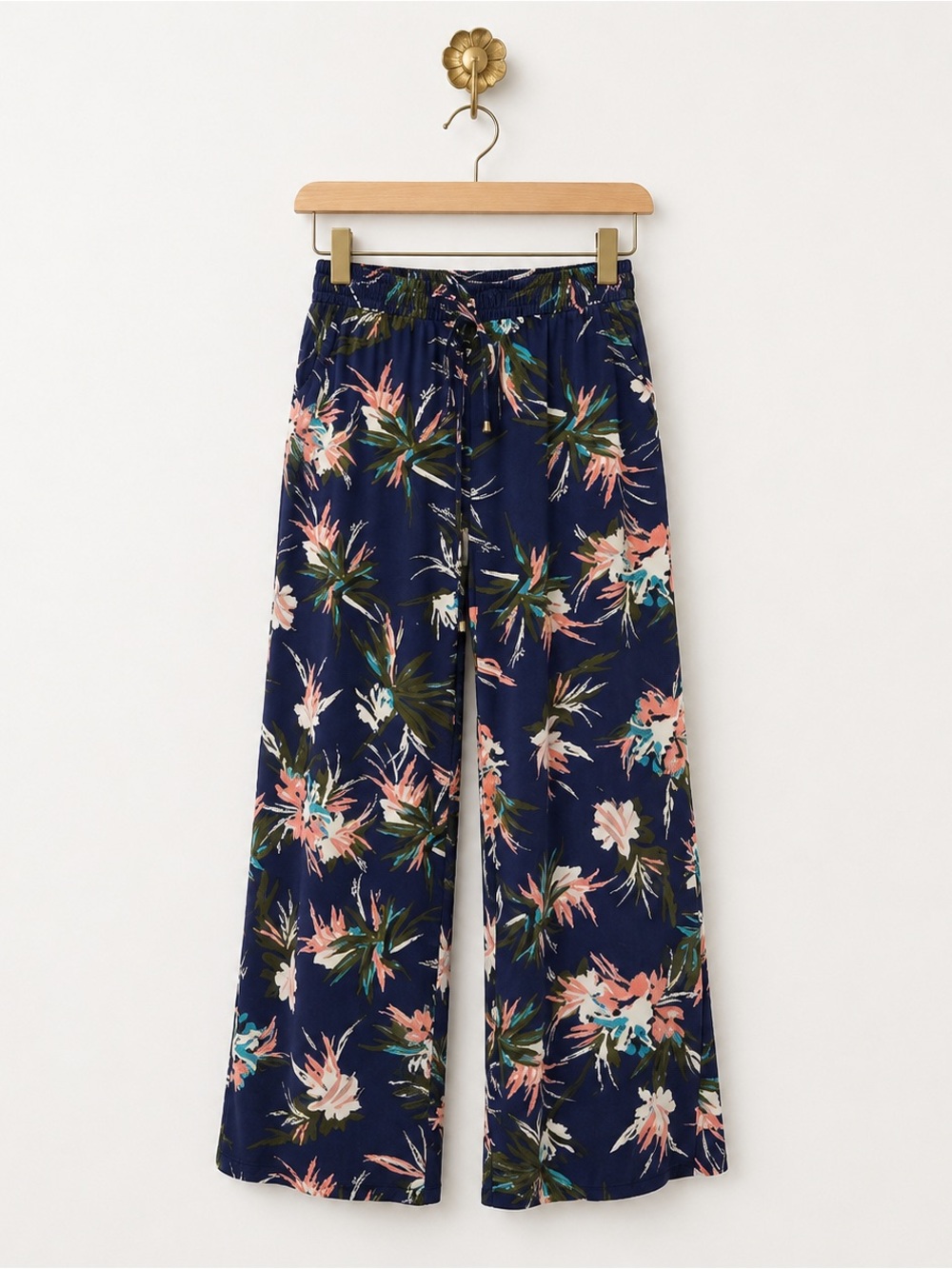 Beach Break floral tropical stretch wide leg palooza swim pool pants M